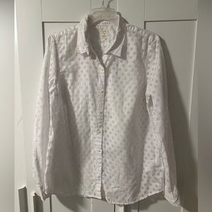Gap Fitted boyfriend white polka dot shirt